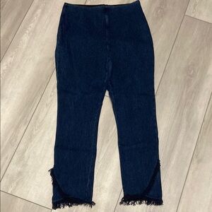 Denim Frayed Hem Women's Denim Leggings